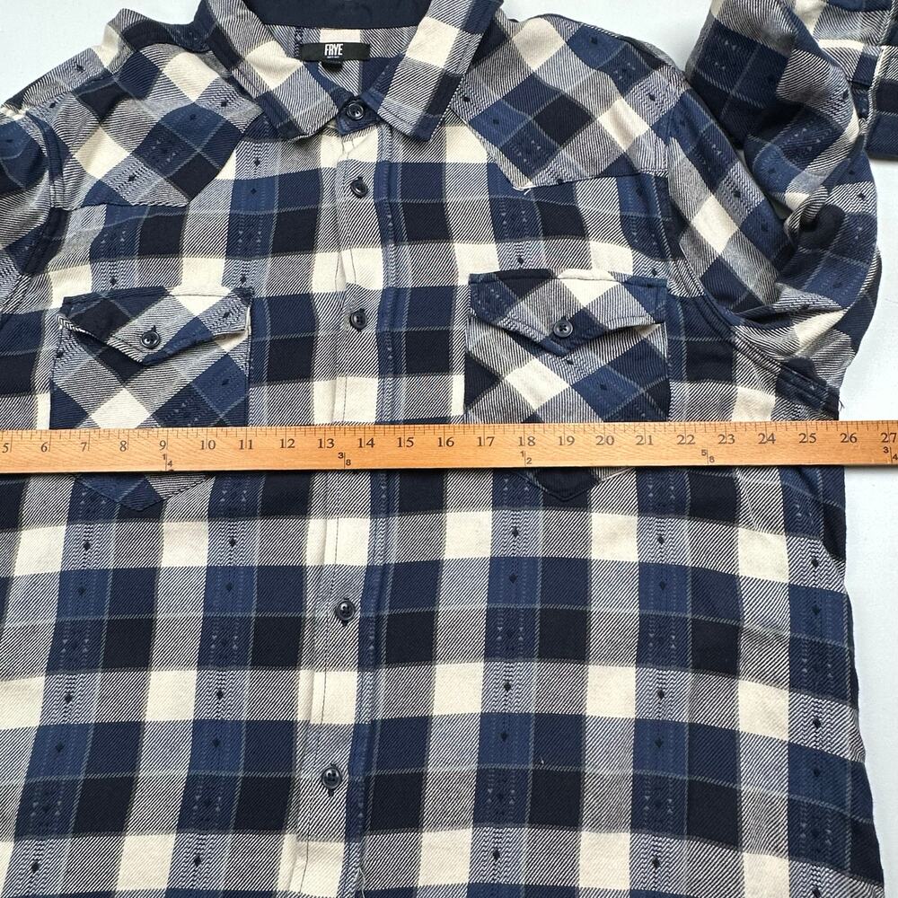 Frye Shirt Mens XXL Blue Plaid Jacquard Flannel Button Front Long Sleeve Western - Picture 9 of 12
